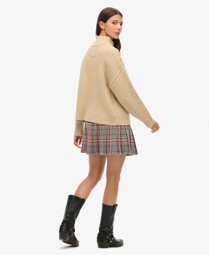 spódnica mini w stylu vintage plisowana w różową kratkę