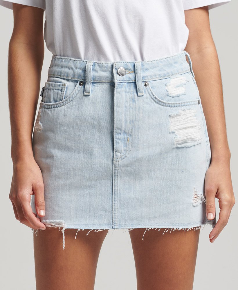 spódnica mini z jeansu w stylu vintage w kolorze jaśniejszego indygo vintage
