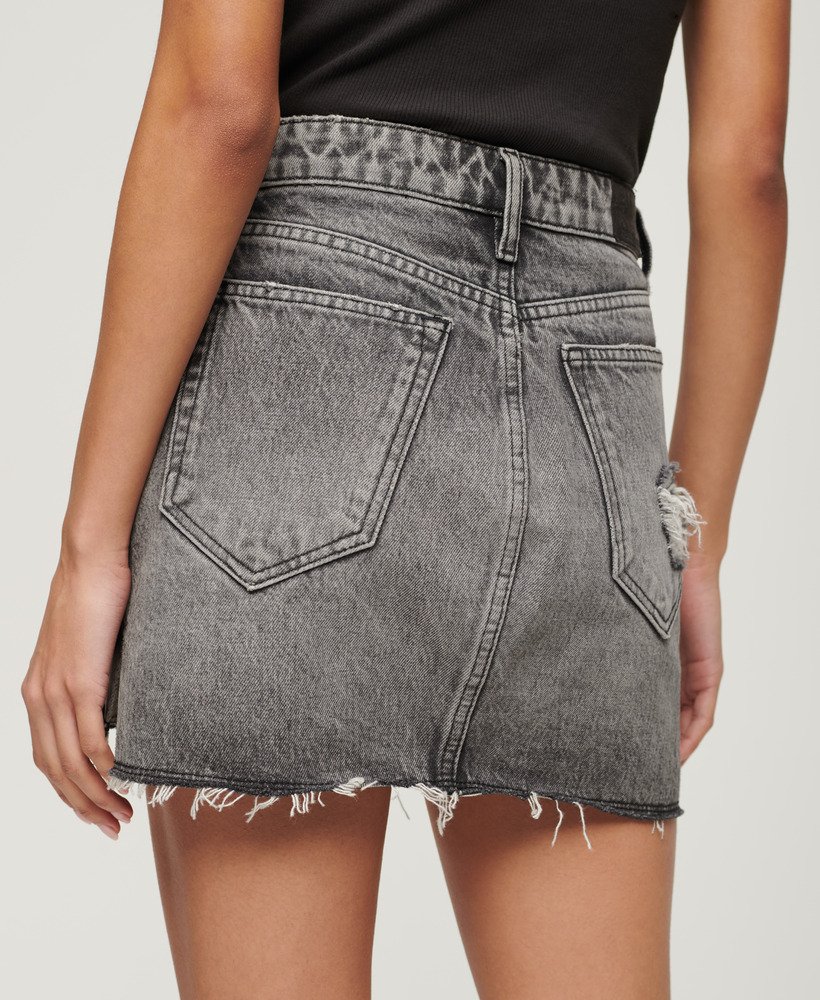 spódnica mini z jeansu w stylu vintage w kolorze spranej czerni