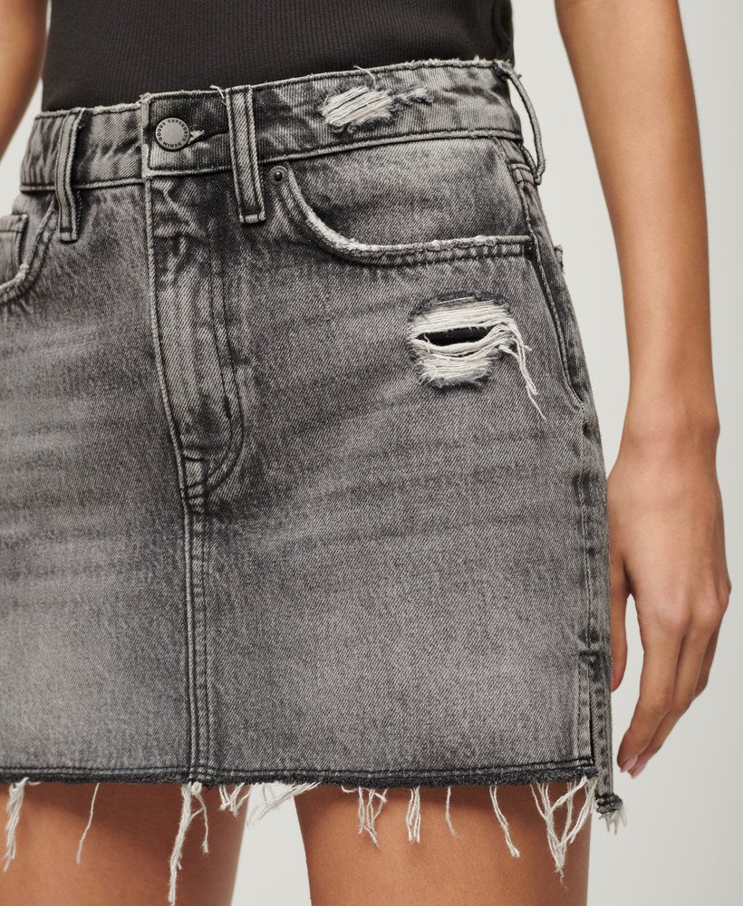 spódnica mini z jeansu w stylu vintage w kolorze spranej czerni