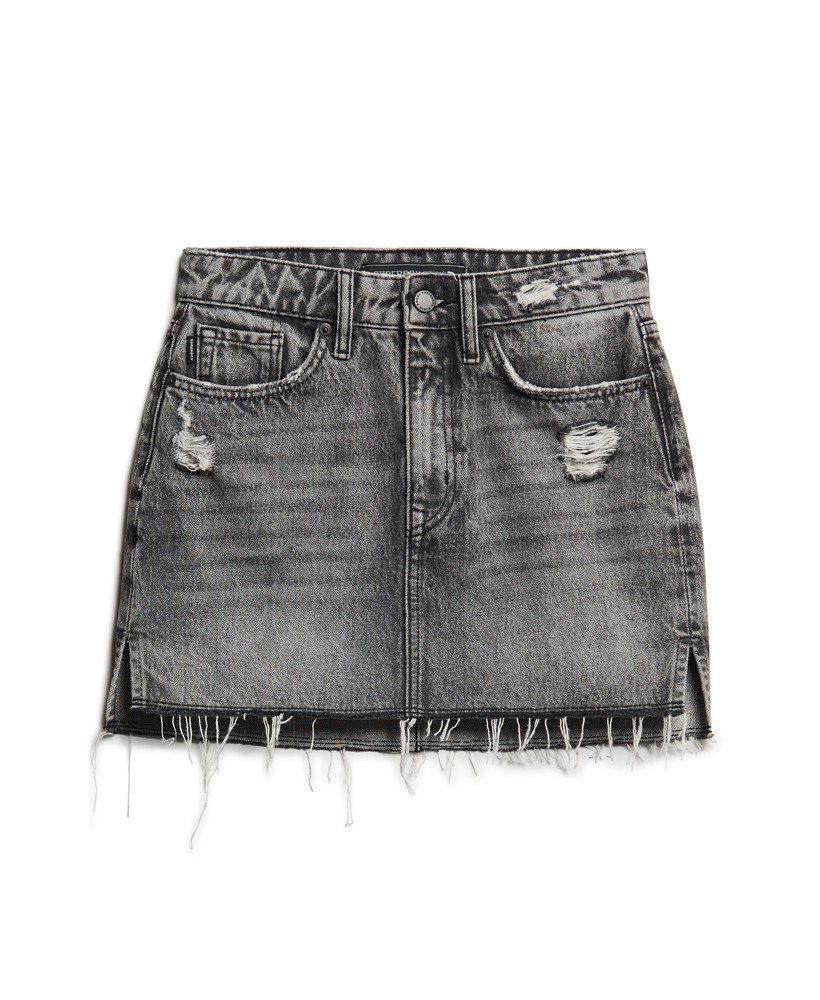 spódnica mini z jeansu w stylu vintage w kolorze spranej czerni