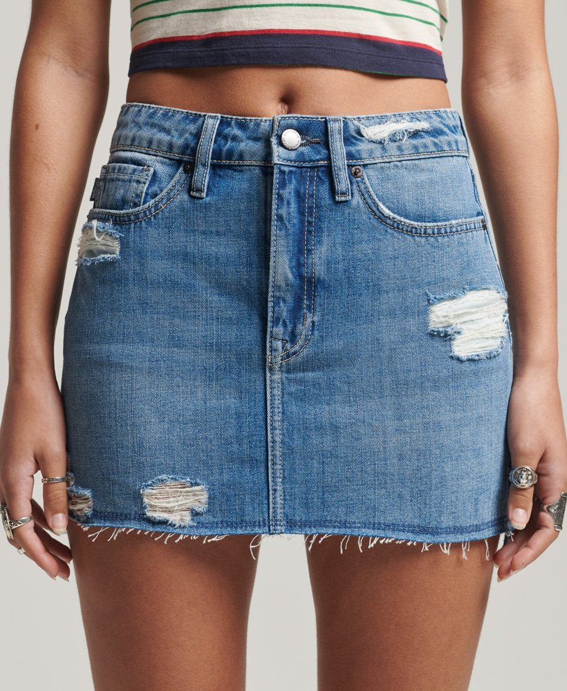 spódnica mini z jeansu vintage w kolorze indygo używana