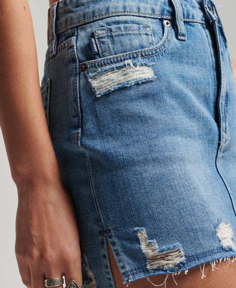 spódnica mini z jeansu vintage w kolorze indygo używana