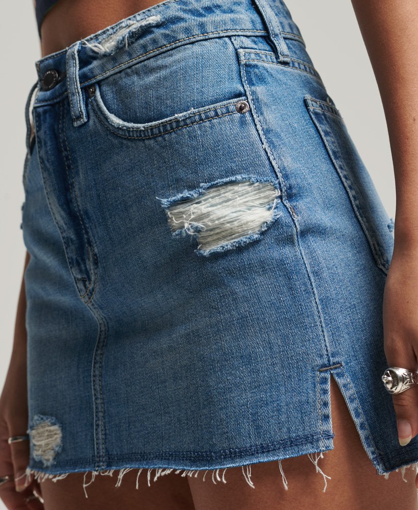spódnica mini z jeansu vintage w kolorze indygo używana