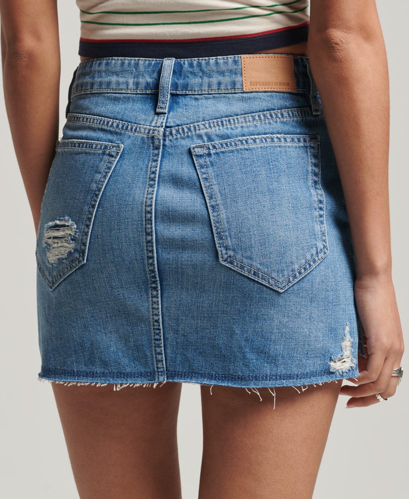 spódnica mini z jeansu vintage w kolorze indygo używana
