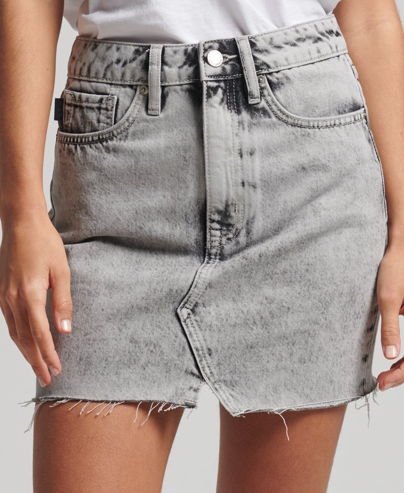 spódnica mini z jeansu w stylu vintage w kolorze szarego marmuru