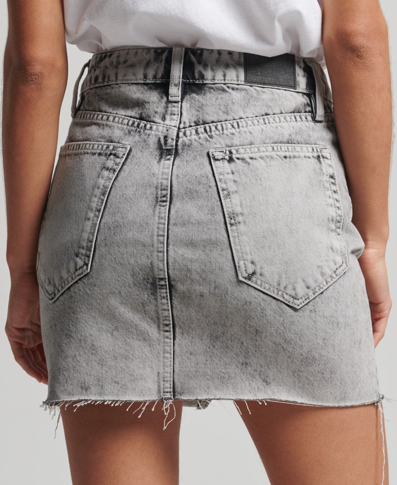 spódnica mini z jeansu w stylu vintage w kolorze szarego marmuru