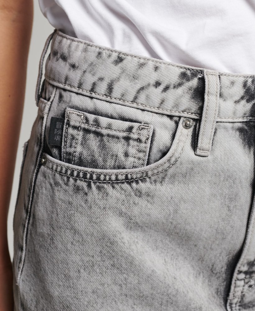 spódnica mini z jeansu w stylu vintage w kolorze szarego marmuru