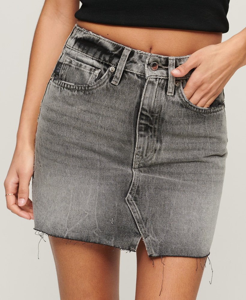 spódnica mini z jeansu w stylu vintage w kolorze czarnego marmuru
