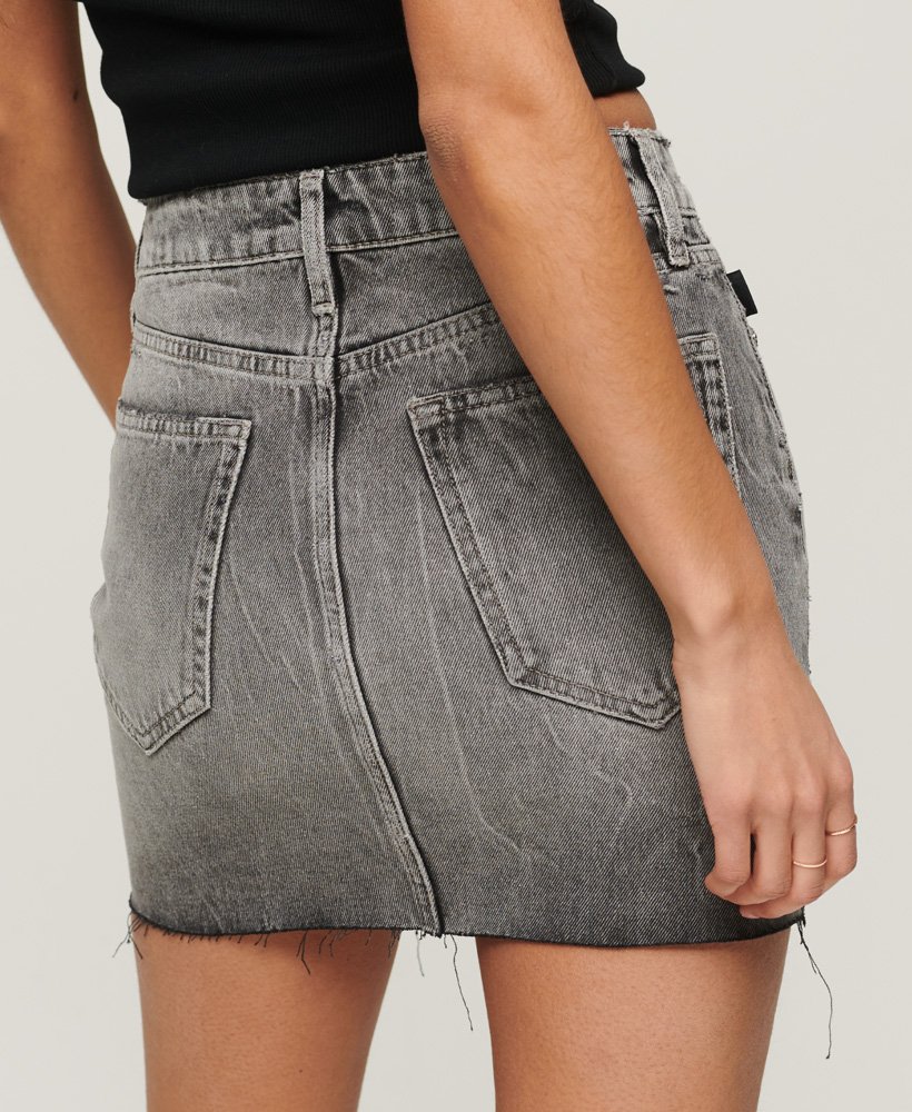 spódnica mini z jeansu w stylu vintage w kolorze czarnego marmuru