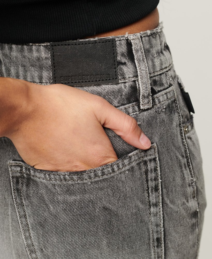 spódnica mini z jeansu w stylu vintage w kolorze czarnego marmuru
