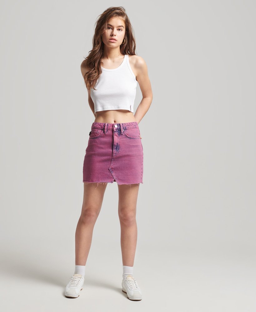 spódnica mini z jeansu w kolorze ciemnoróżowego marmuru