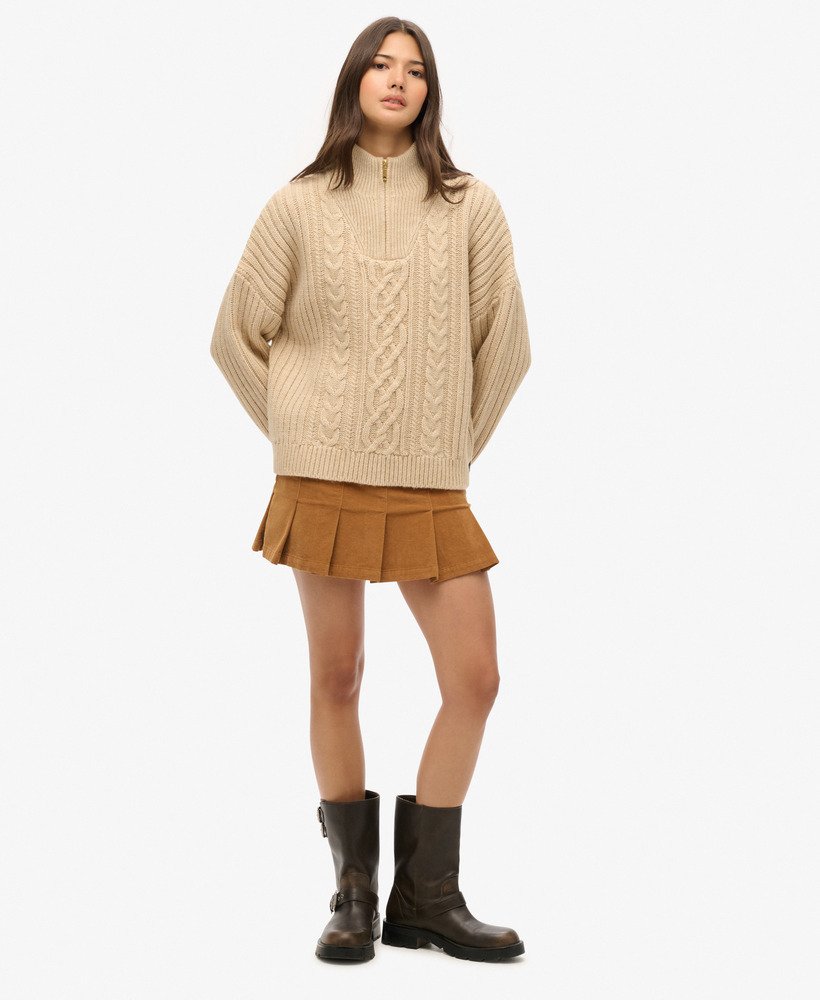 spódnica mini plisowana w stylu vintage w kolorze caramel café