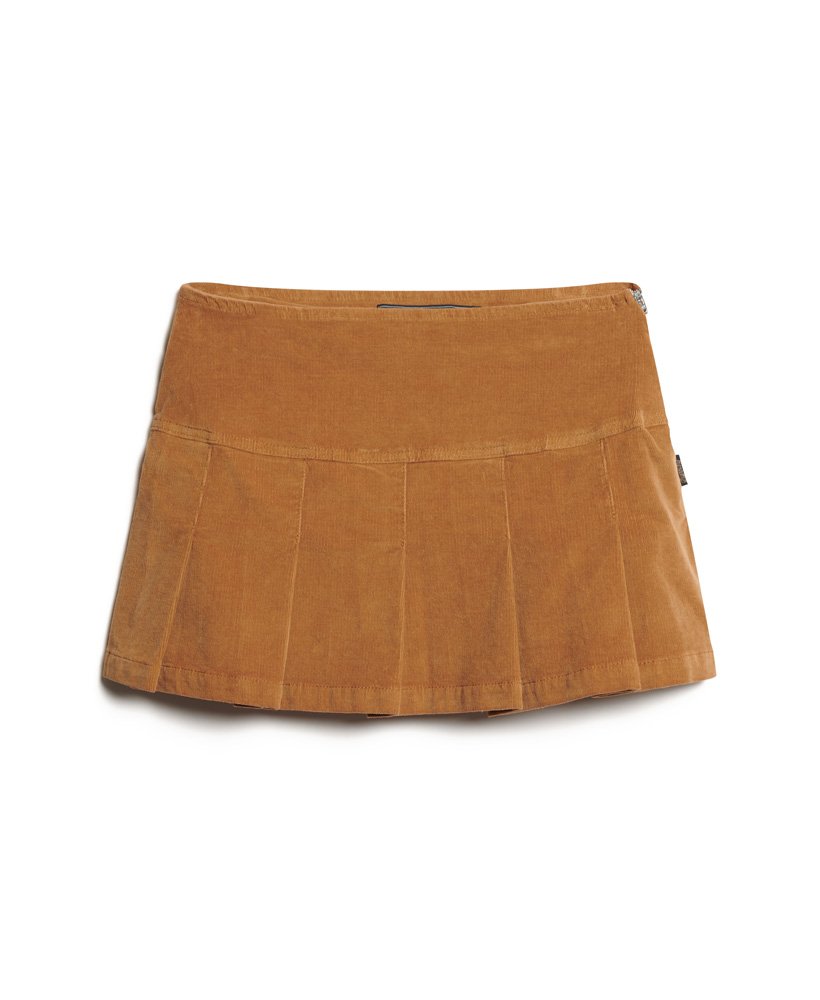 spódnica mini plisowana w stylu vintage w kolorze caramel café