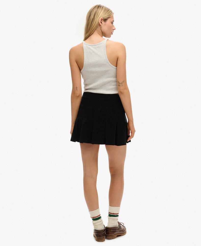 spódnica mini z plisą w stylu vintage w kolorze bison black