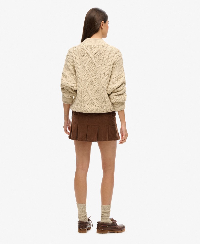 spódnica mini z plisą w stylu vintage w kolorze kasztanowym