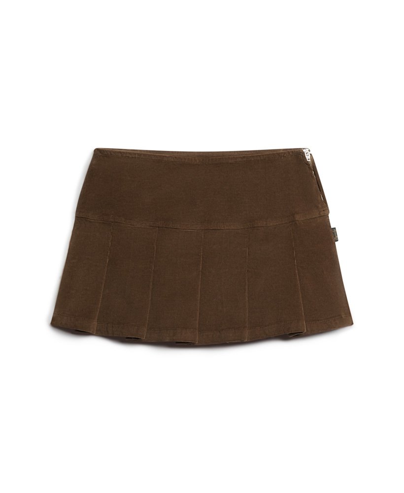 spódnica mini z plisą w stylu vintage w kolorze kasztanowym