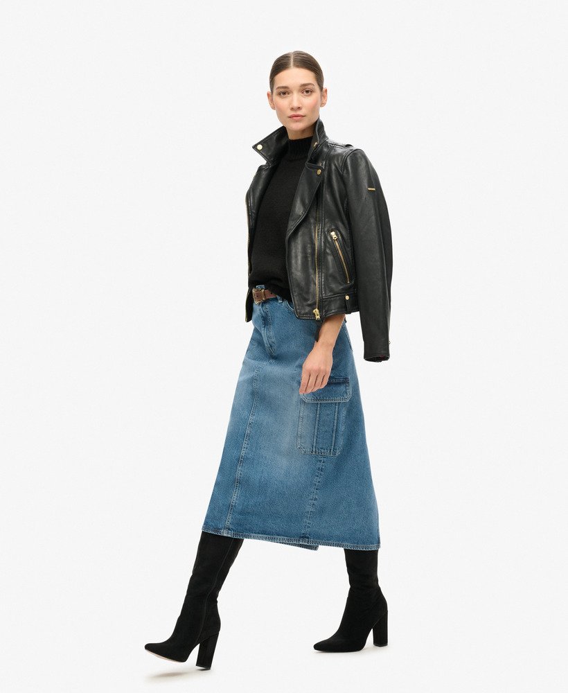 spódnica midi z denimu cargo z kieszeniami w kolorze ridley blue