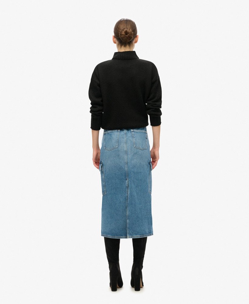 spódnica midi z denimu cargo z kieszeniami w kolorze ridley blue