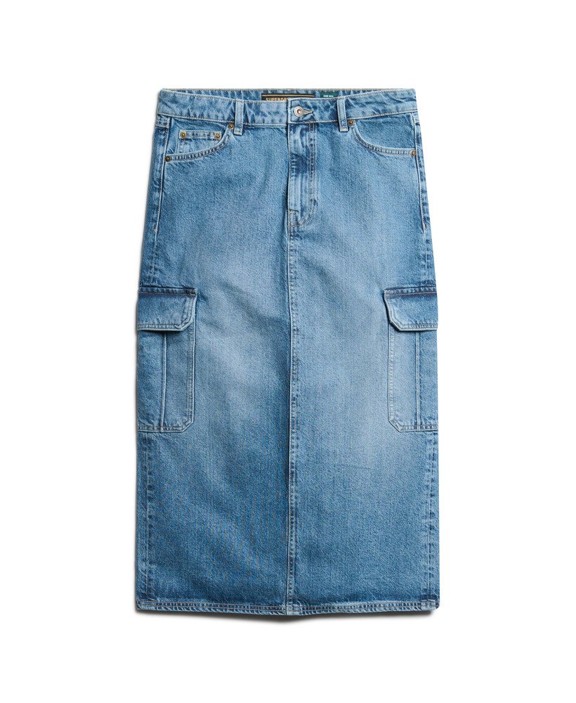 spódnica midi z denimu cargo z kieszeniami w kolorze ridley blue