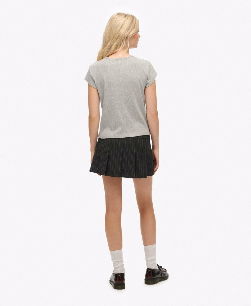 Spódnica mini w prążki i plisy
