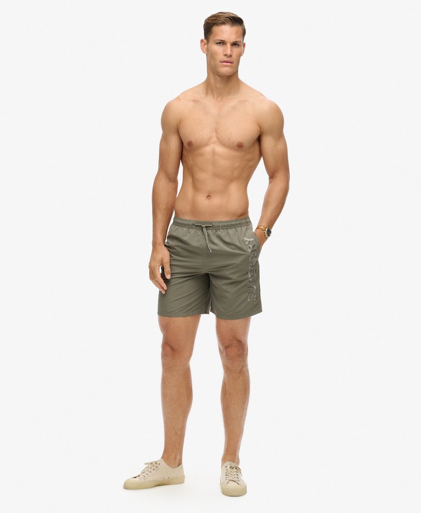 szorty kąpielowe premium z haftem 17 cali w kolorze jasnozielonym khaki