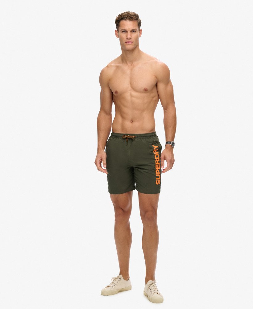 sportowe 17-calowe spodenki kąpielowe z recyklingu w kolorze army khaki