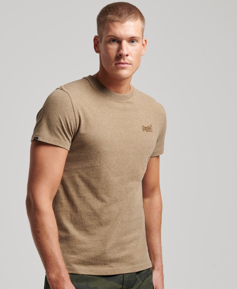 koszulka z organicznej bawełny essential z logo w kolorze buck tan marl