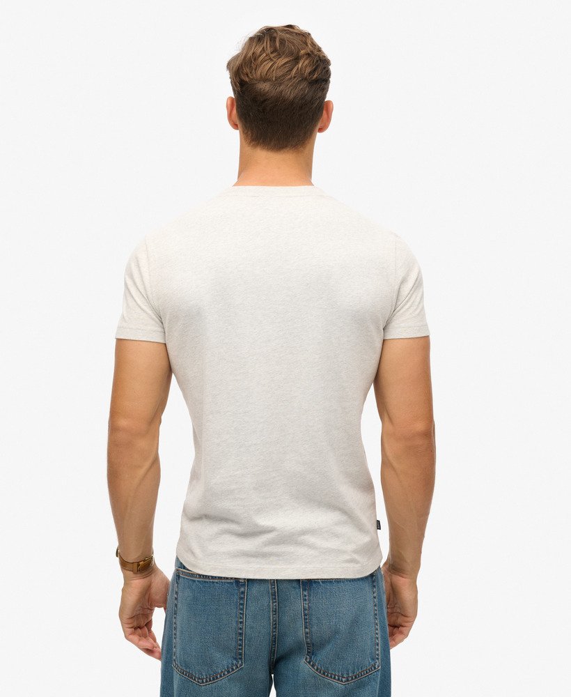 koszulka z organicznej bawełny essential z dekoltem w serek i logo w kolorze glacier grey marl