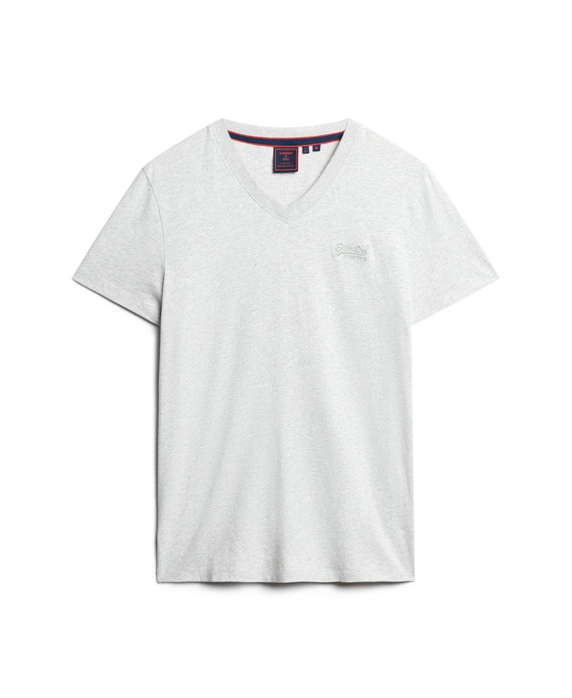 koszulka z organicznej bawełny essential z dekoltem w serek i logo w kolorze glacier grey marl