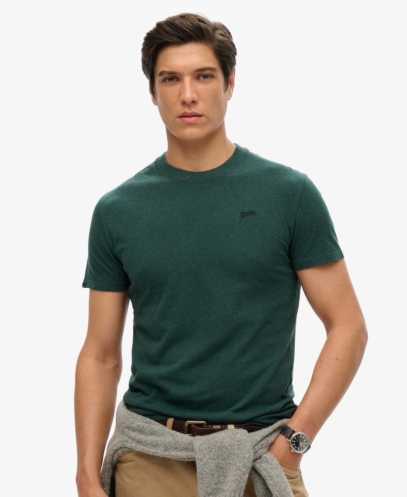 koszulka z bawełny organicznej essential z małym logo w kolorze buck green marl