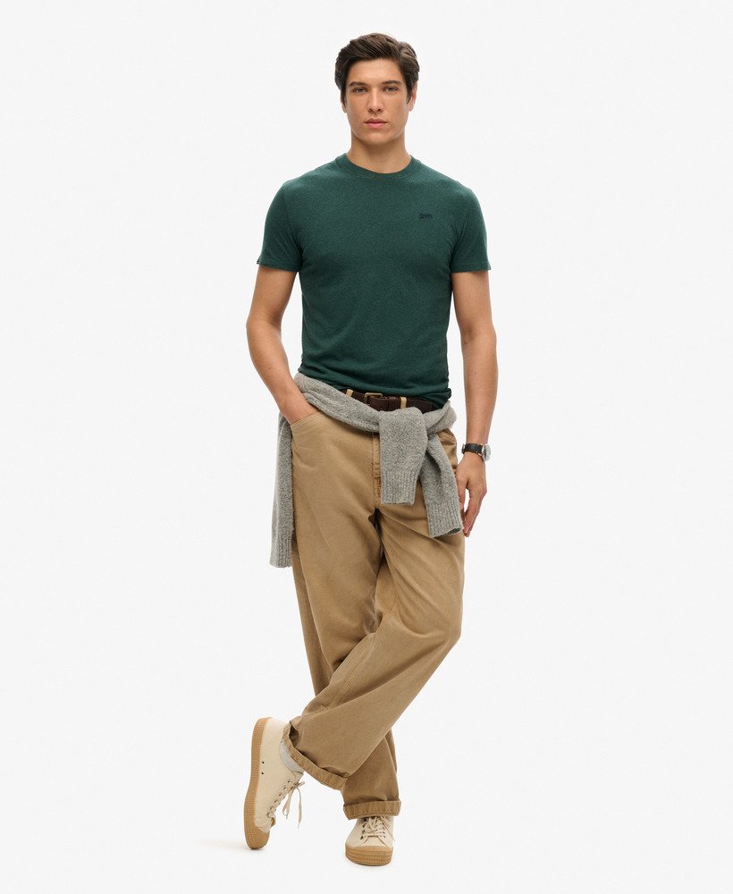 koszulka z bawełny organicznej essential z małym logo w kolorze buck green marl