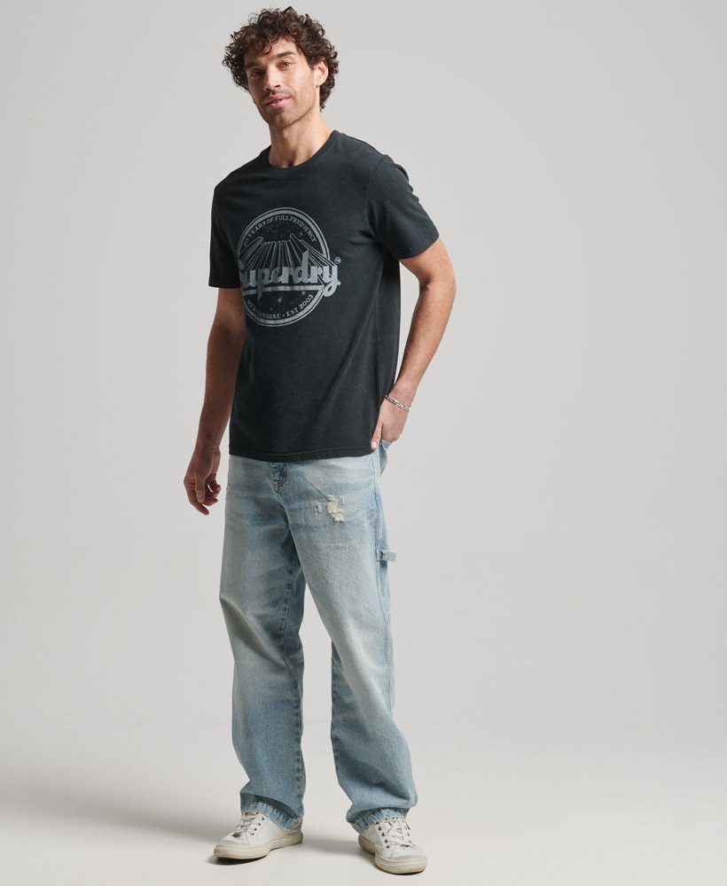 koszulka vintage merch store z półdługim tyłem w kolorze czarnym