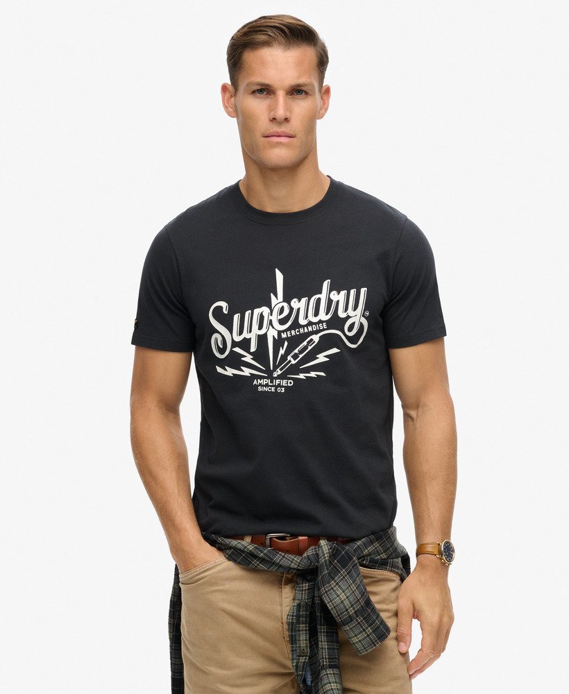 koszulka vintage merch store z jasnym tyłem w kolorze czarnym