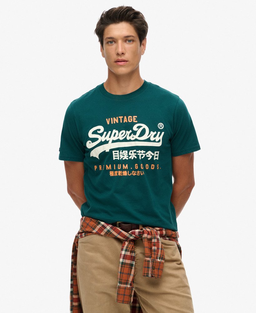 klasyczny t-shirt z logo vintage heritage w kolorze sosnowej zieleni