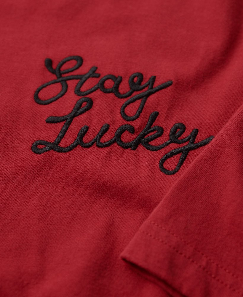 koszulka z grafiką stay lucky w kolorze chilli pepper red