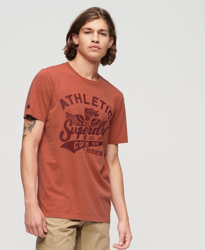 koszulka z grafiką college scripted w kolorze papryki overdyed marl