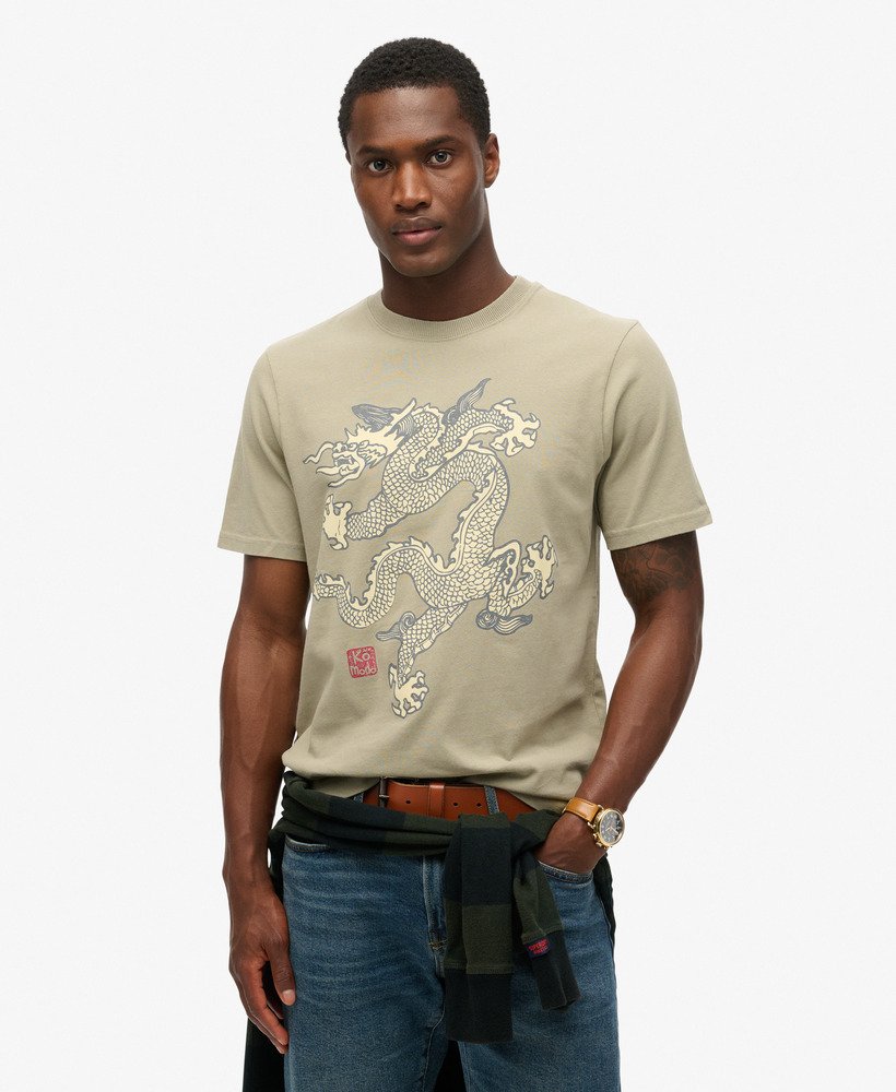 koszulka superdry x komodo vintage w kolorze jasnozielonym khaki