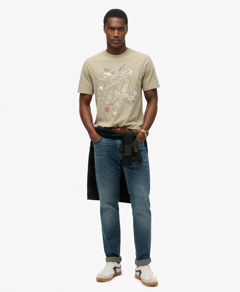 koszulka superdry x komodo vintage w kolorze jasnozielonym khaki