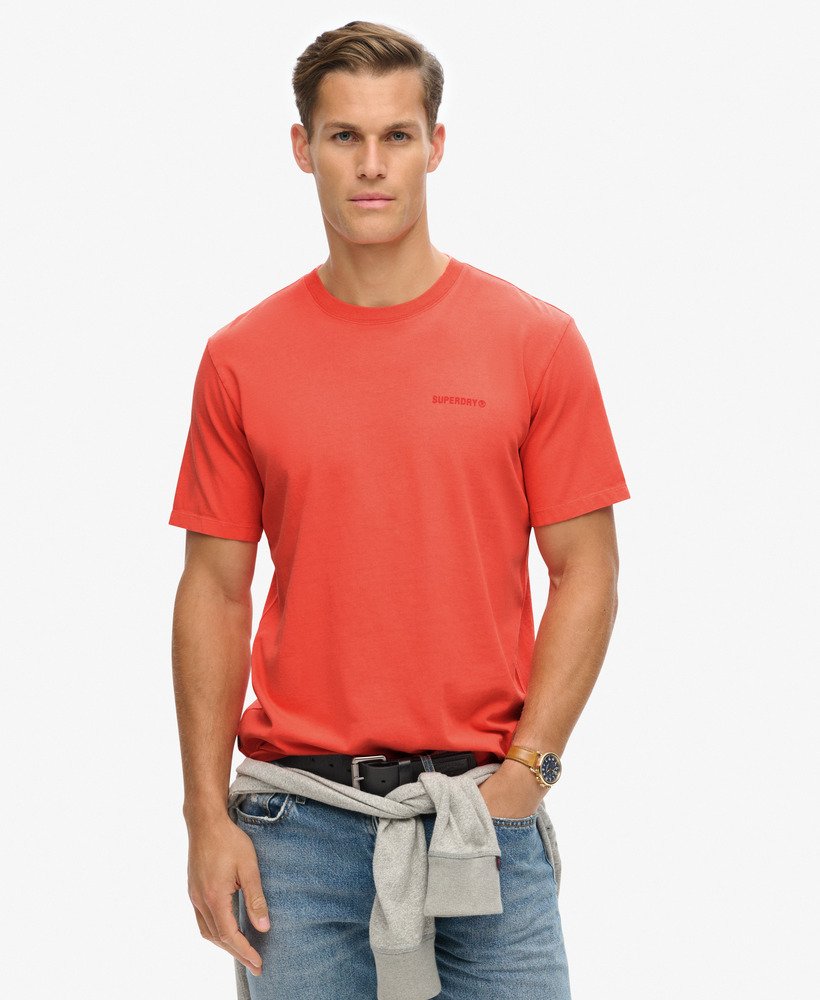 luźna koszulka z logo overdyed w kolorze hot coral
