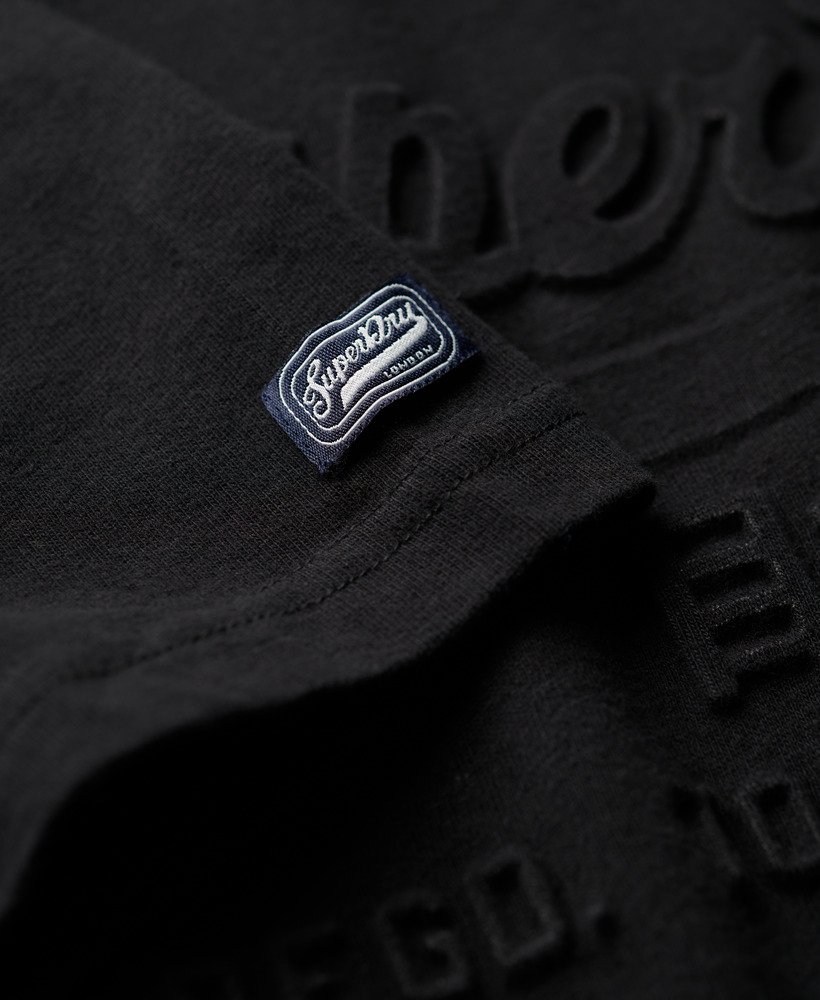 koszulka z wytłoczonym logo vintage w kolorze jet black
