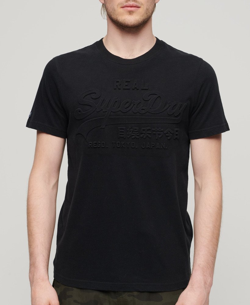 koszulka z wytłoczonym logo vintage w kolorze jet black