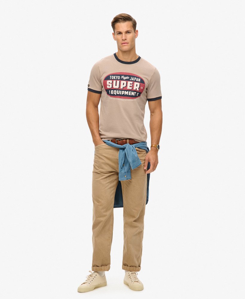 koszulka z grafiką ringer workwear w kolorze głębokiego beżugranatu eclipse