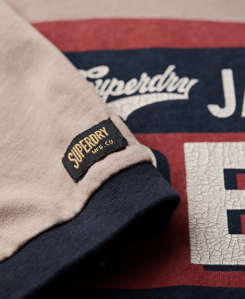 koszulka z grafiką ringer workwear w kolorze głębokiego beżugranatu eclipse