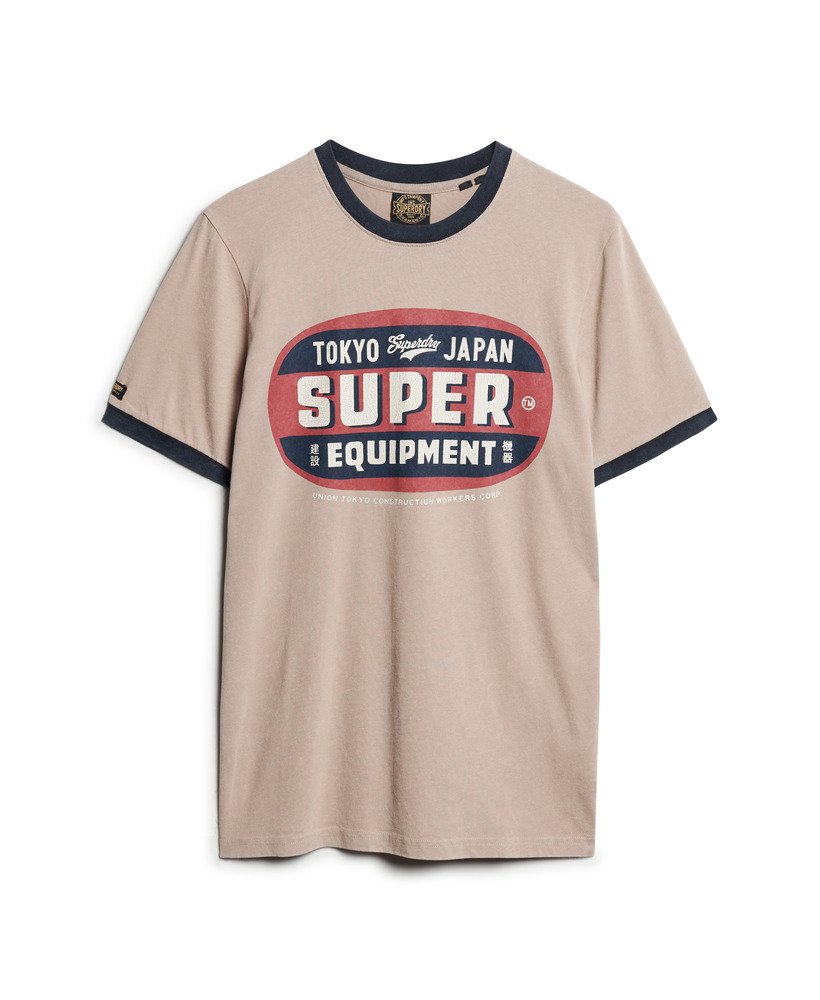 koszulka z grafiką ringer workwear w kolorze głębokiego beżugranatu eclipse