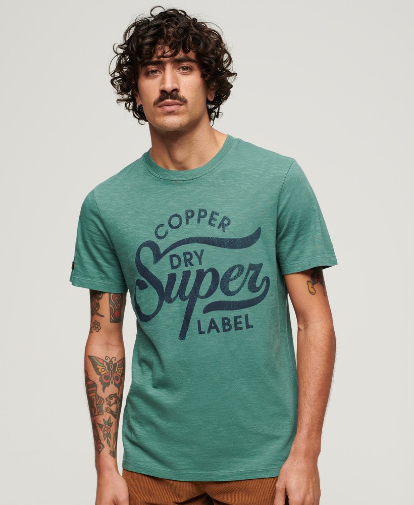 koszulka z napisem copper label w kolorze drius green slub