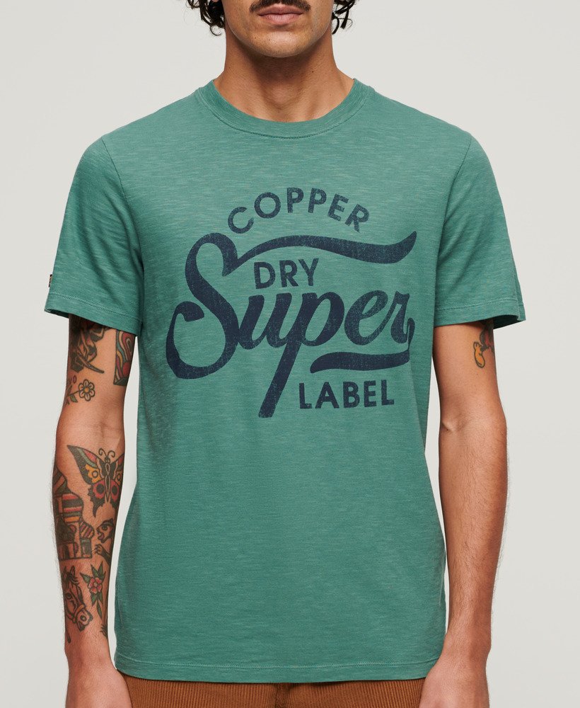 koszulka z napisem copper label w kolorze drius green slub