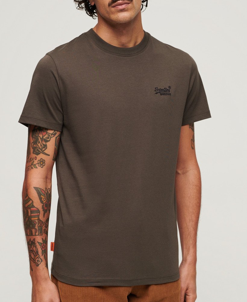 koszulka z organicznej bawełny essential z haftowanym logo w kolorze vintage black