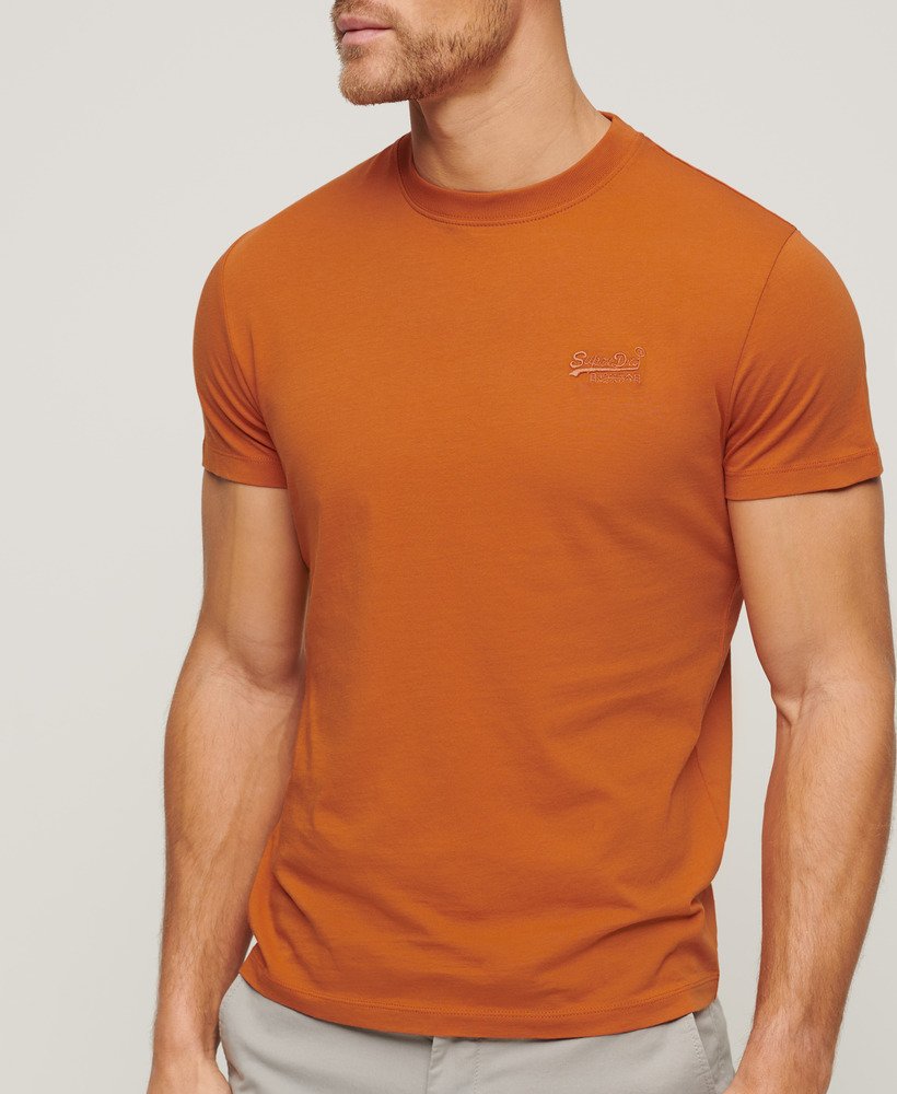 koszulka z organicznej bawełny essential z haftowanym logo w kolorze mojave orange
