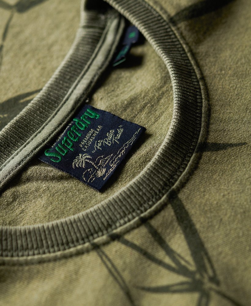 koszulka z nadrukiem w stylu vintage overdye w kolorze oliwkowozielonym z nadwyżek towarów